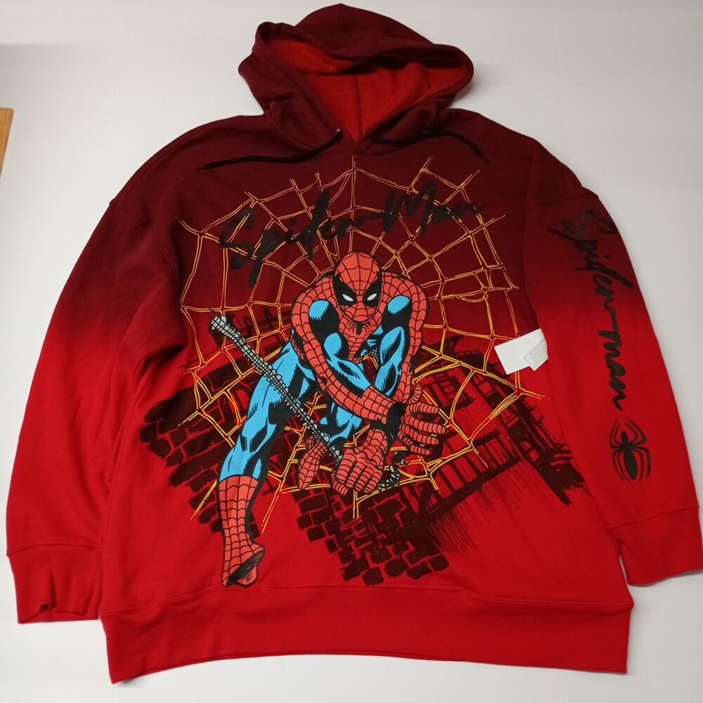 Marvel Spider-Man Hoodie Sweatshirt Red Logo Mens XL Pockets